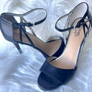 Michael Kors Black Leather Strappy Heels 3.5" Stilettos Womens 9M